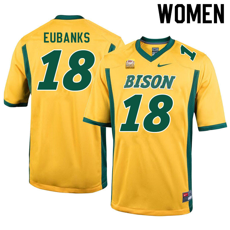 Women #18 Courtney Eubanks North Dakota State Bison College Football Jerseys Sale-Yellow - Click Image to Close